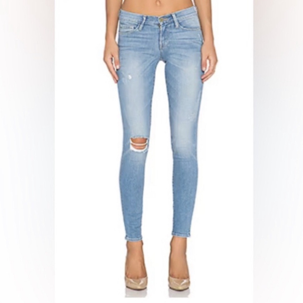 FRAME Denim Women's Distressed Blue Skinny Jeans Size 24 Carson